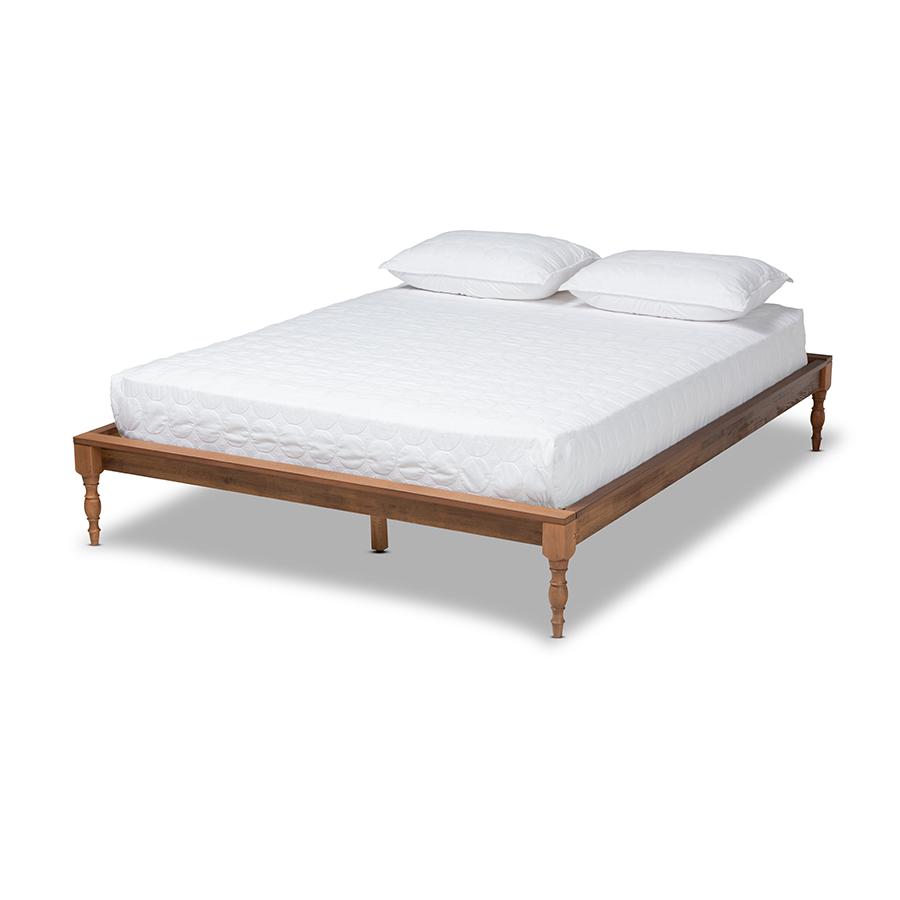 Baxton Studio Romy Vintage French Inspired Ash Wanut Finished Queen Size Wood Bed Frame. Picture 1