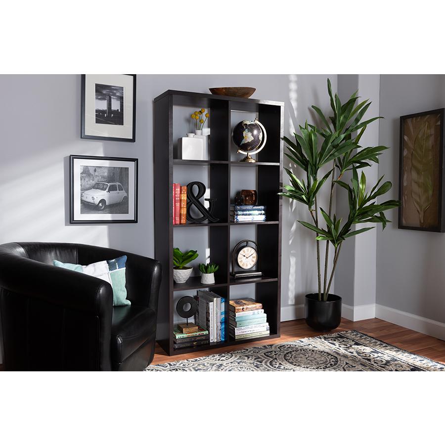 Baxton Studio Janne Modern and Contemporary Dark Brown Finished 8-Cube Multipurpose Storage Shelf. Picture 8