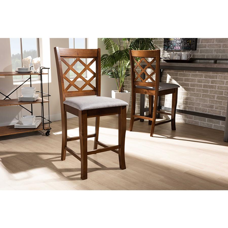 Walnut Brown Finished Wood 2-Piece Counter Height Pub Chair Set. Picture 17