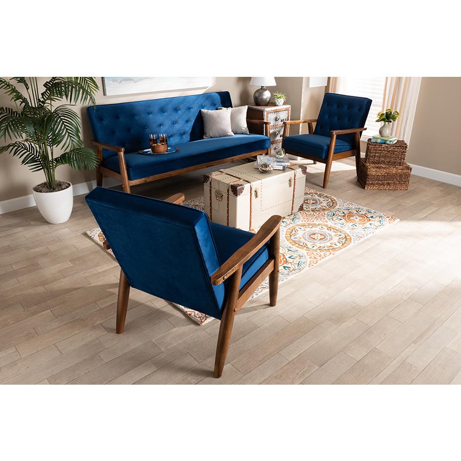 Walnut Finished 3-Piece Wooden Living Room Set. Picture 17