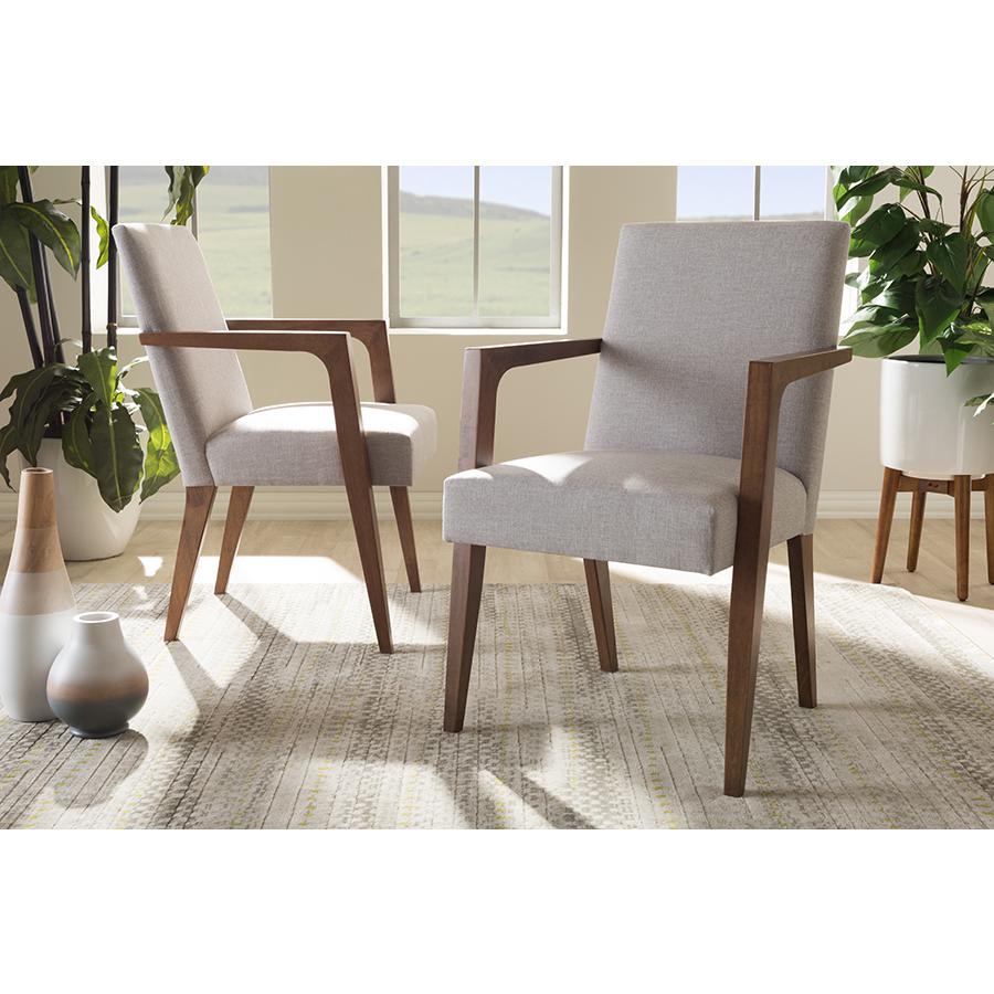 Greyish Beige Upholstered Wooden 2-Piece Lounge Chair Set. Picture 13