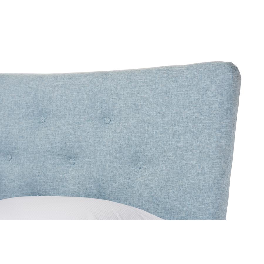 Baxton Studio Hannah Mid-Century Modern Sky Blue King Size Fabric Platform Bed. Picture 3