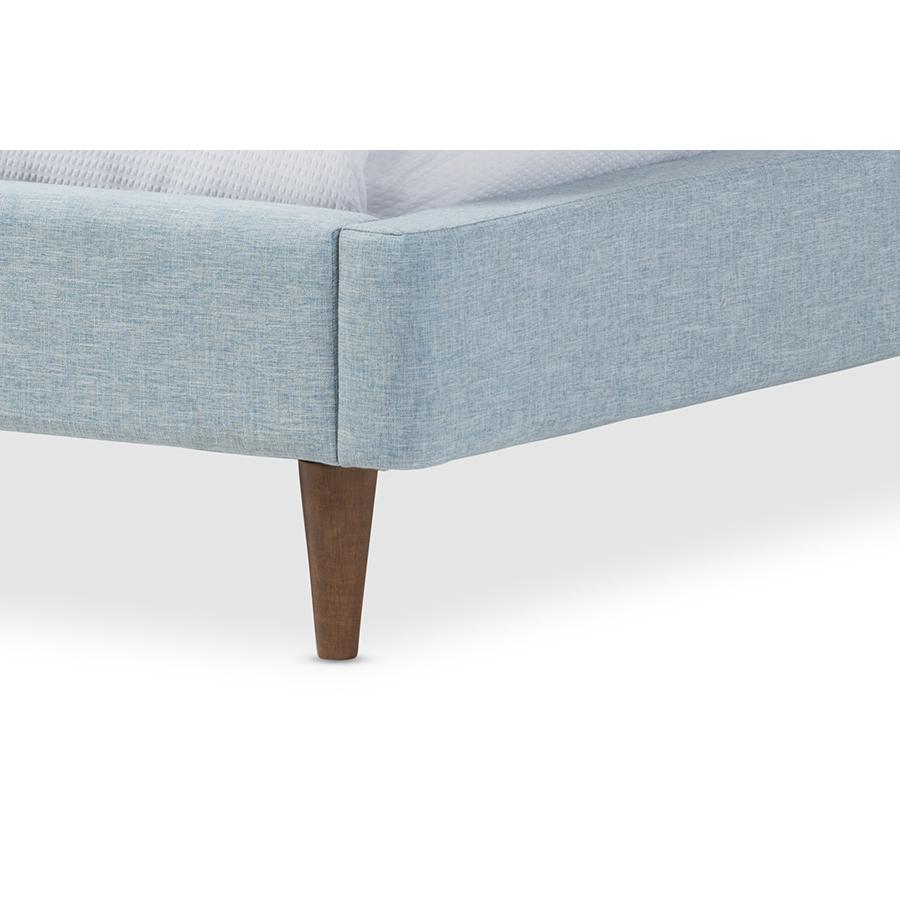 Baxton Studio Hannah Mid-Century Modern Sky Blue King Size Fabric Platform Bed. Picture 4