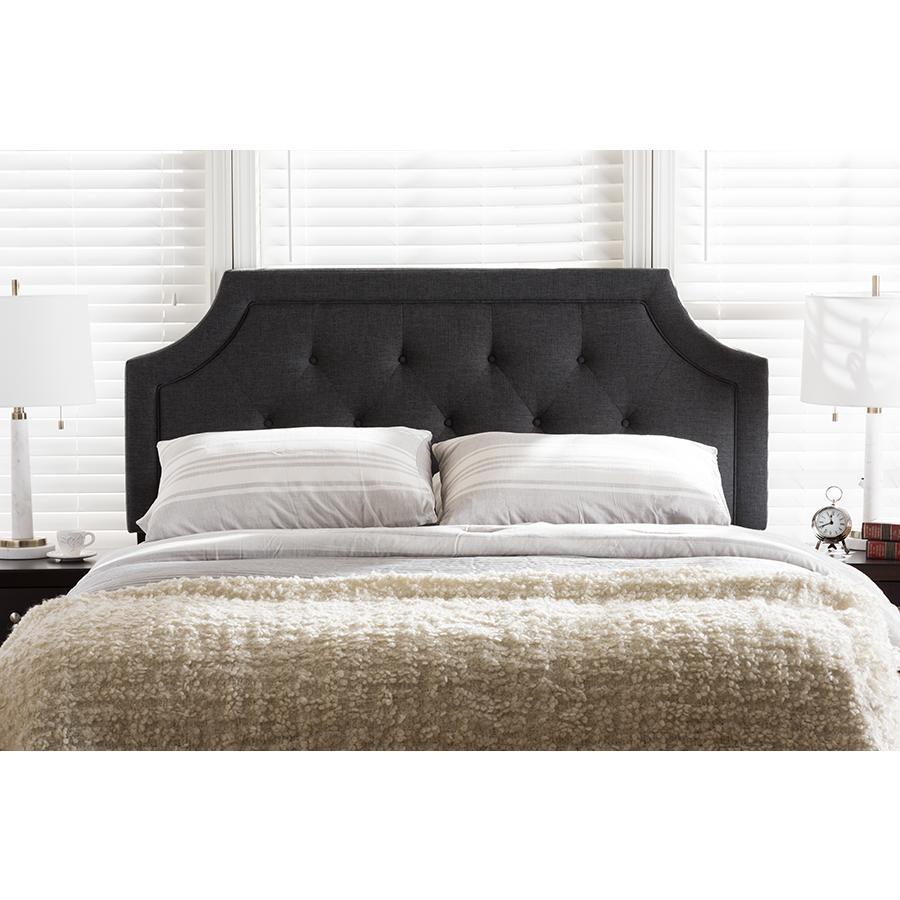 Baxton Studio Mars Modern and Contemporary Dark Grey Fabric Full Size Headboard. Picture 13