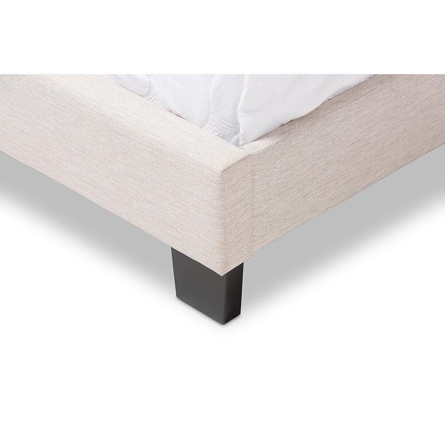 Hampton Modern and Contemporary Light Beige Fabric Upholstered Queen Size Bed. Picture 5