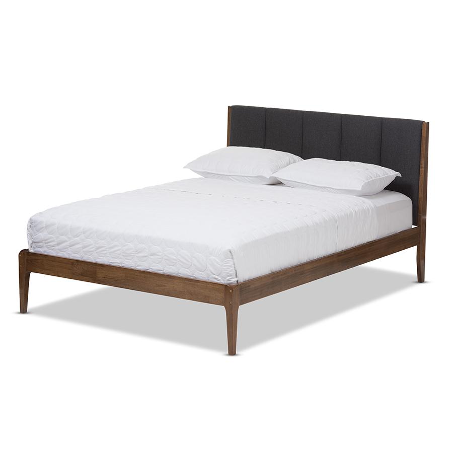 Medium Brown Finish Wood King Size Platform Bed. Picture 1