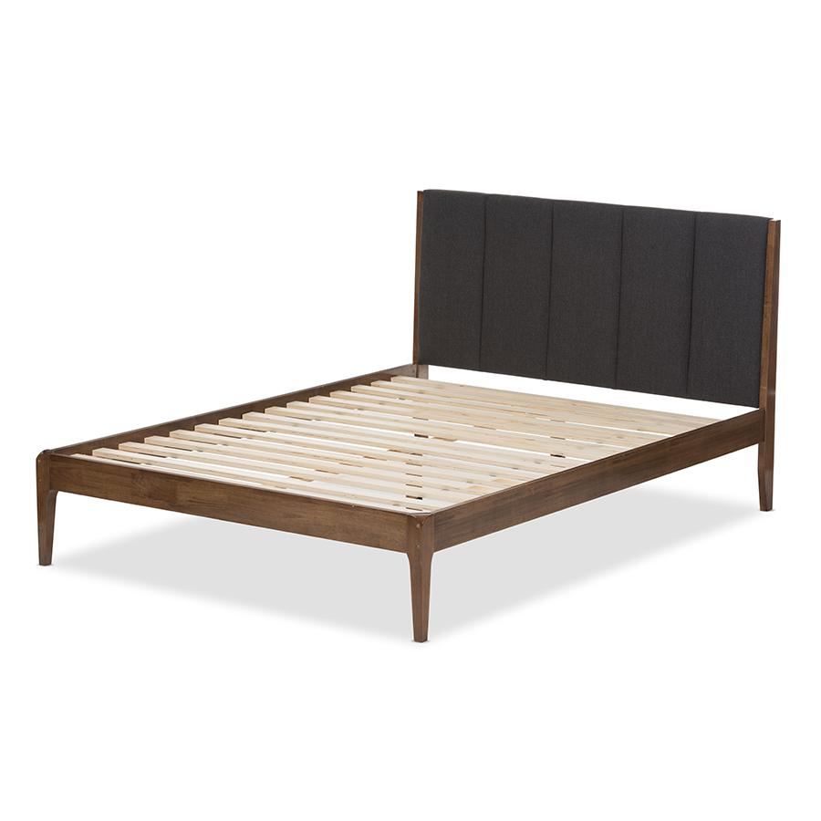 Medium Brown Finish Wood King Size Platform Bed. Picture 3