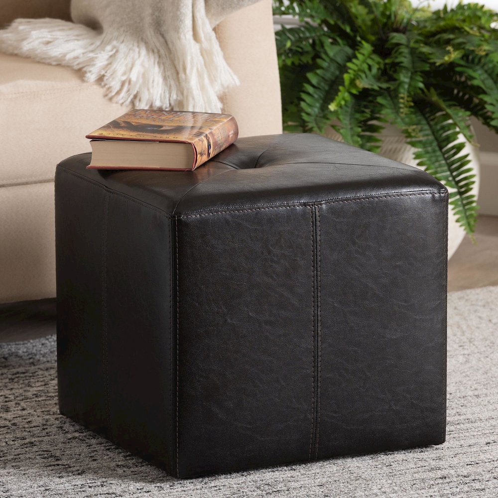 Baxton Studio Aric Bonded Leather Ottoman. Picture 7