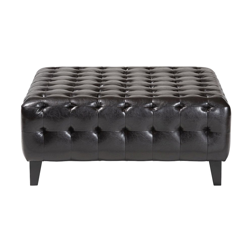 Baxton Studio Pemberly Dark Brown Bonded Leather Square Ottoman. Picture 2