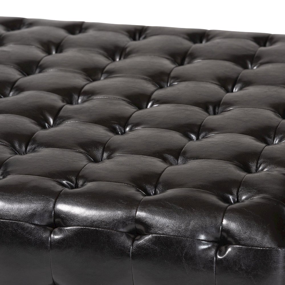 Baxton Studio Pemberly Dark Brown Bonded Leather Square Ottoman. Picture 4