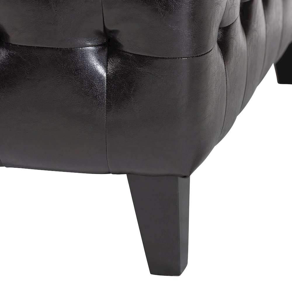 Baxton Studio Pemberly Dark Brown Bonded Leather Square Ottoman. Picture 5
