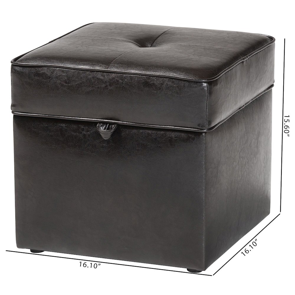 Baxton Studio Sydney Brown Modern Ottoman - Storage Ottoman. Picture 5