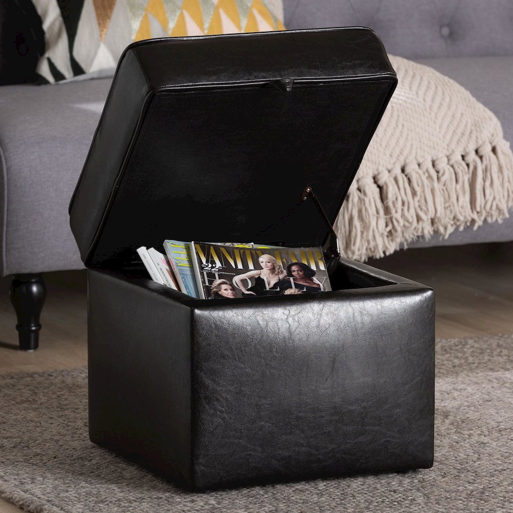 Baxton Studio Sydney Brown Modern Ottoman - Storage Ottoman. Picture 9