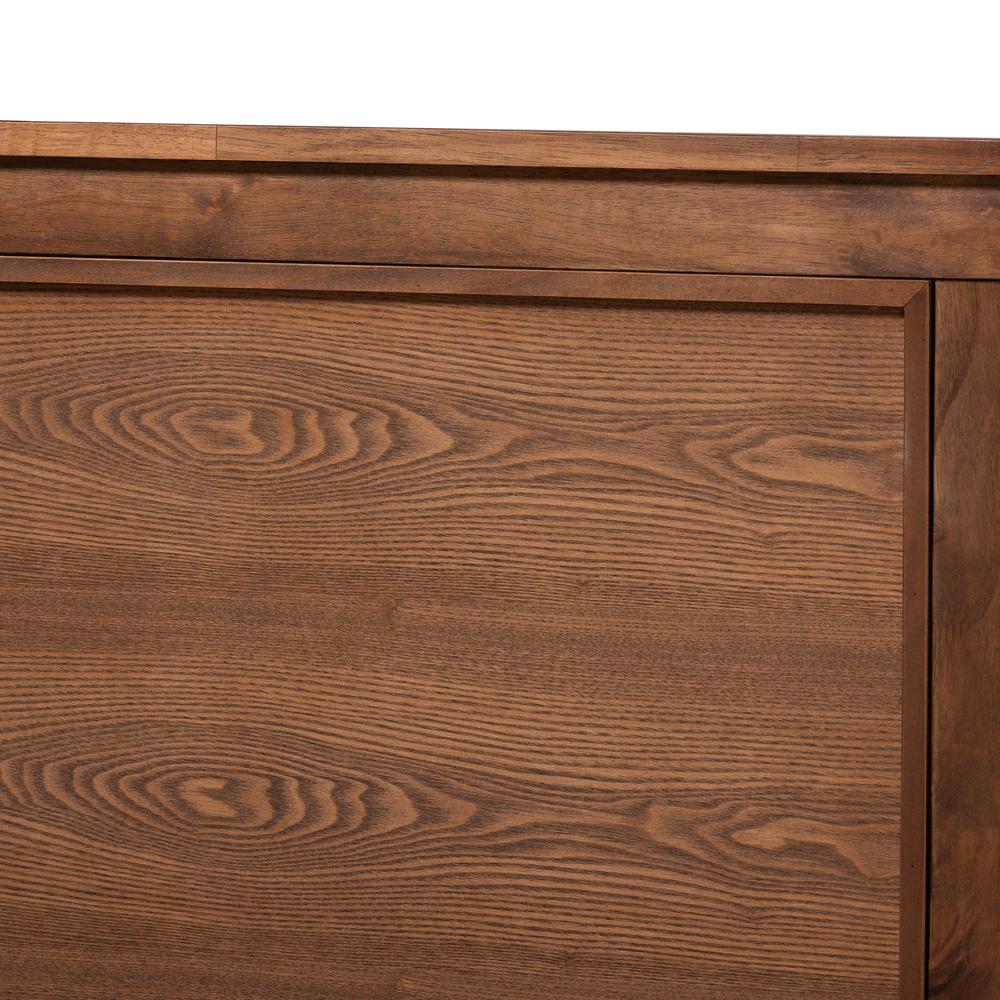 Walnut Brown Finished Wood King Size Platform Canopy Bed. Picture 13