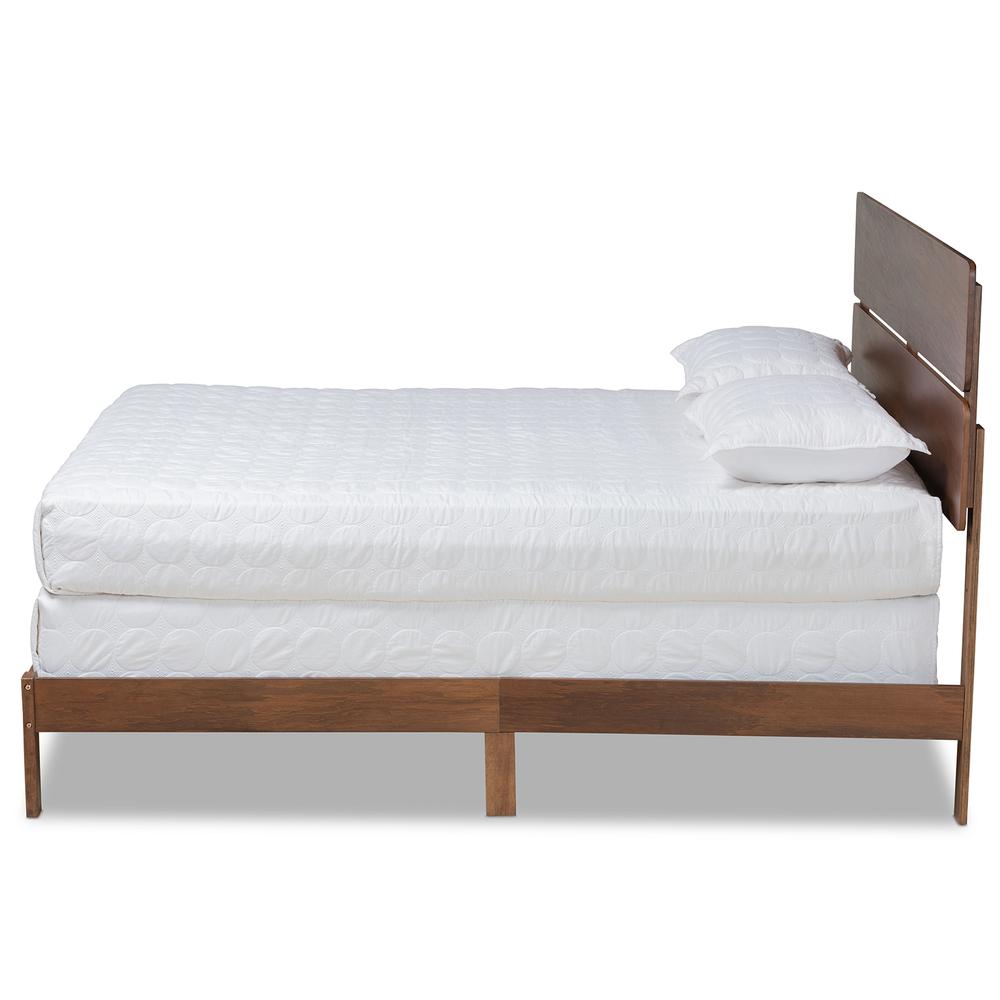 Anthony Modern and Contemporary Walnut Brown Finished Wood Queen Size Panel Bed. Picture 12