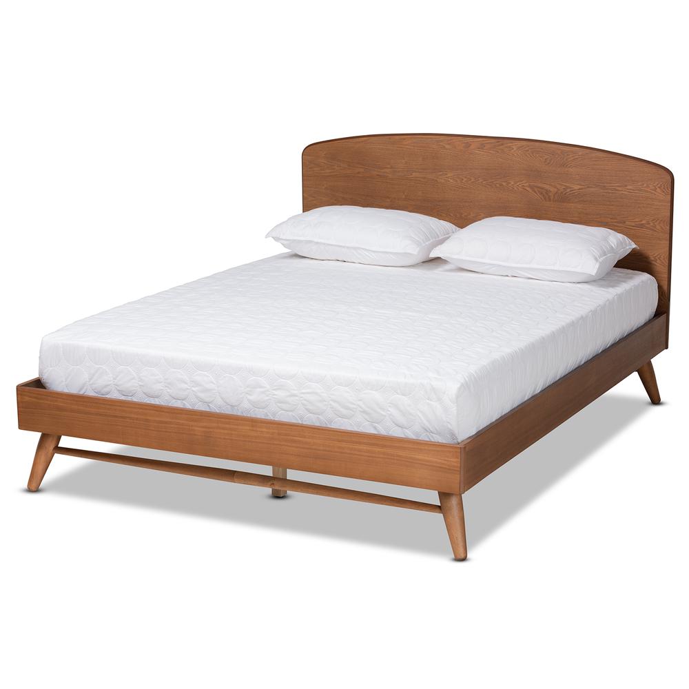 Transitional Walnut Brown Finished Wood Queen Size Platform Bed. Picture 11