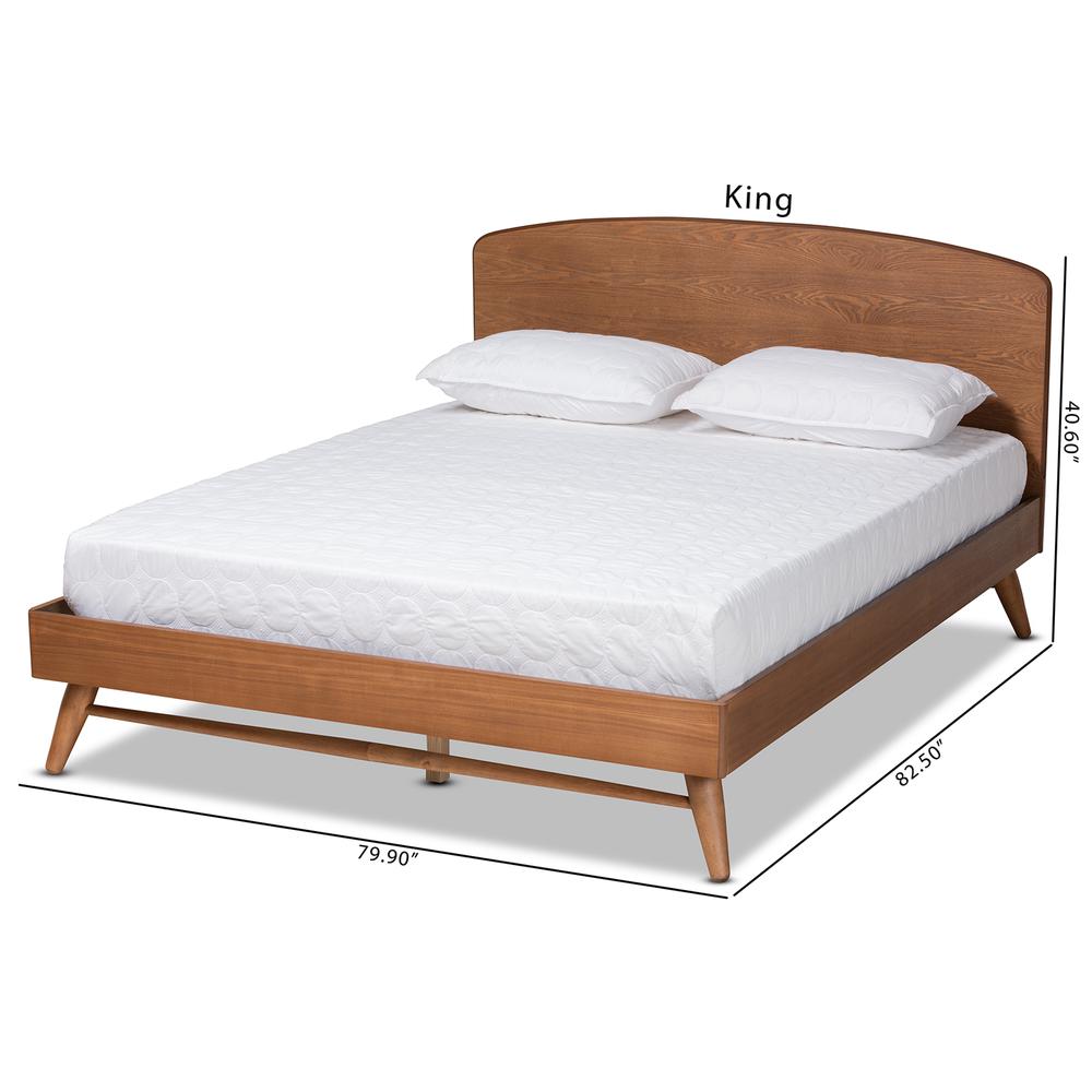 Transitional Walnut Brown Finished Wood Queen Size Platform Bed. Picture 20