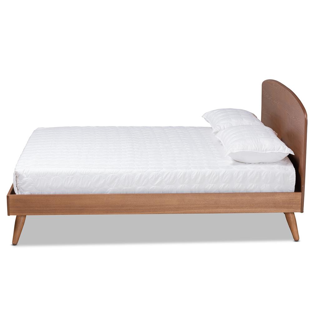 Transitional Walnut Brown Finished Wood Queen Size Platform Bed. Picture 12