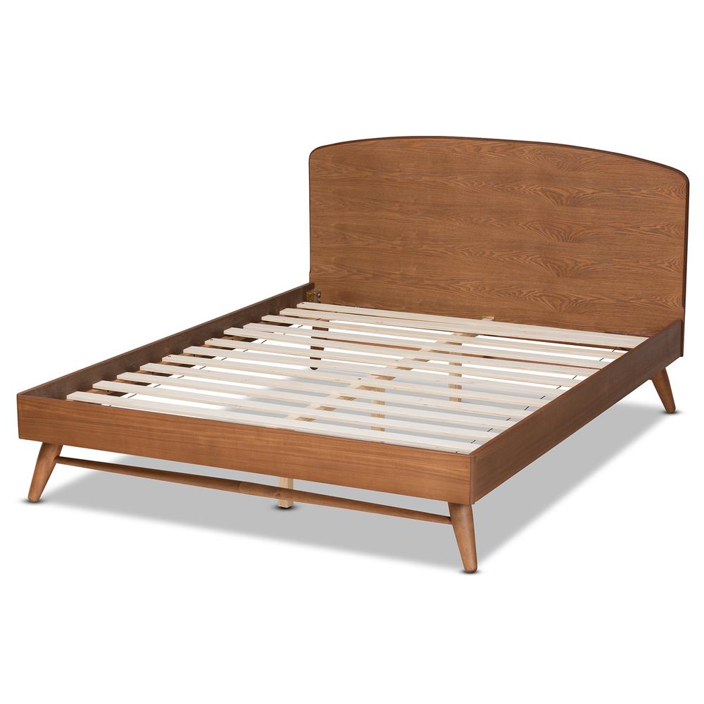 Transitional Walnut Brown Finished Wood Queen Size Platform Bed. Picture 13