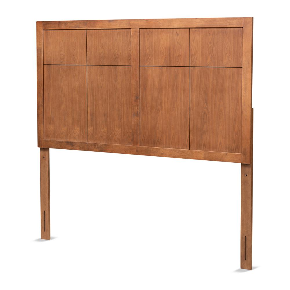 Transitional and Rustic Ash Walnut Finished Wood Queen Size Headboard. Picture 8