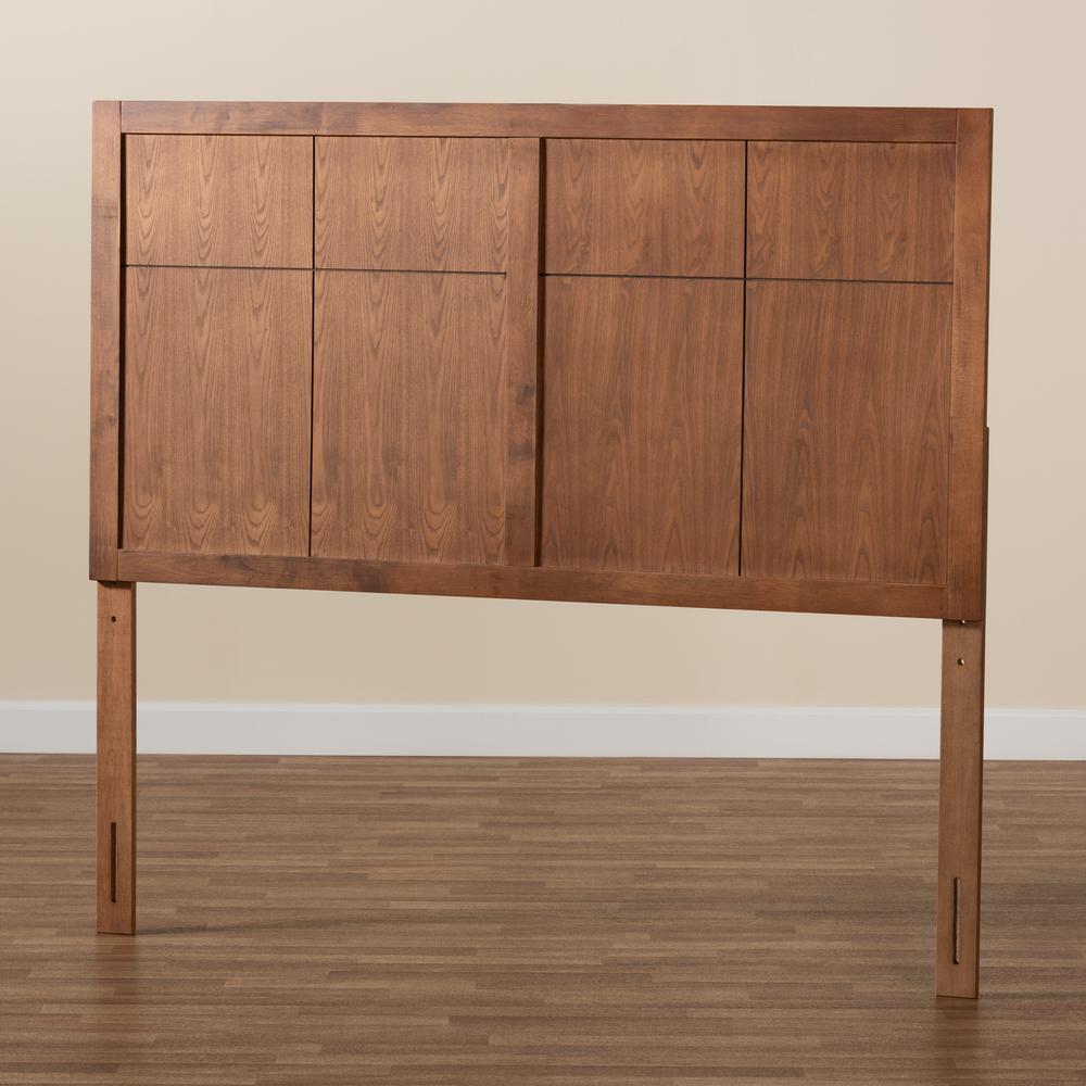 Transitional and Rustic Ash Walnut Finished Wood Queen Size Headboard. Picture 11