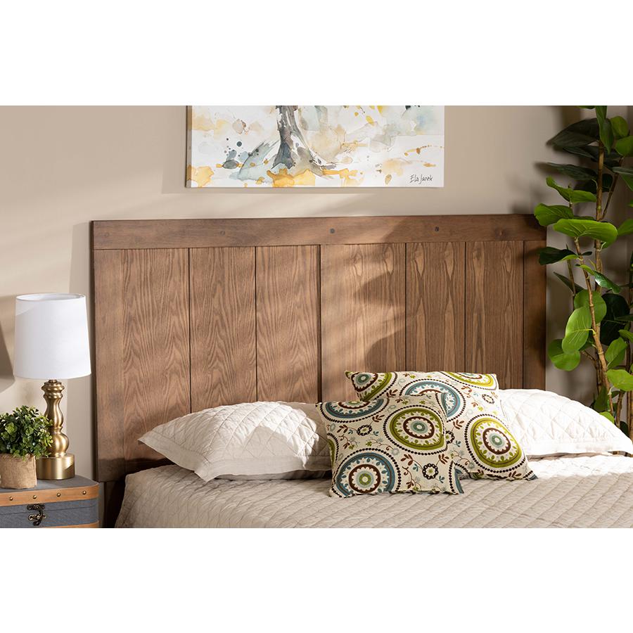 Transitional Ash Walnut Finished Wood Queen Size Headboard. Picture 3