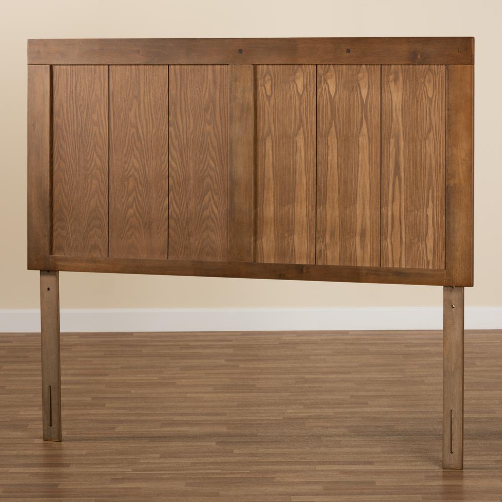 Transitional Ash Walnut Finished Wood Queen Size Headboard. Picture 12