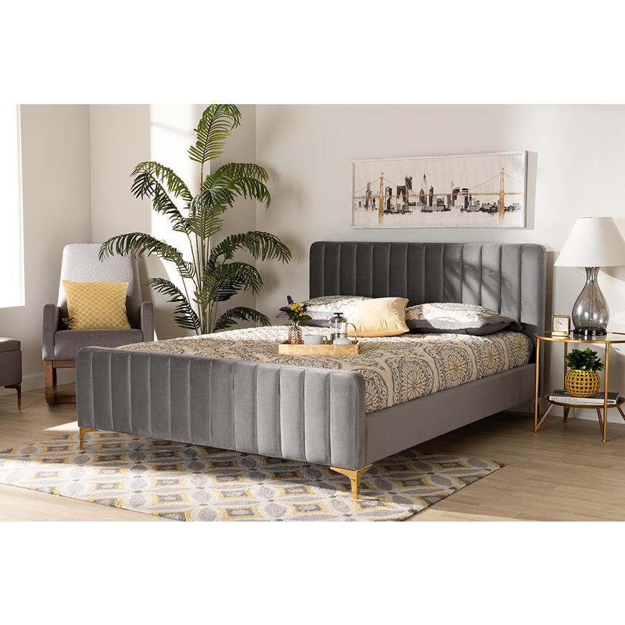 Gold Finished King Size Platform Bed. Picture 6