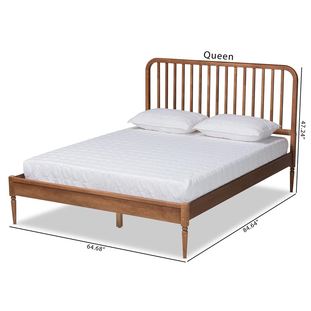Walnut Brown Finished Wood Queen Size Platform Bed. Picture 21