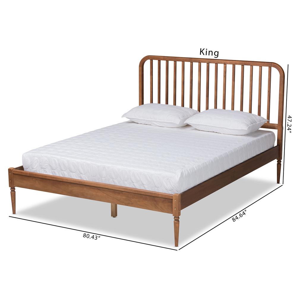 Walnut Brown Finished Wood Queen Size Platform Bed. Picture 22