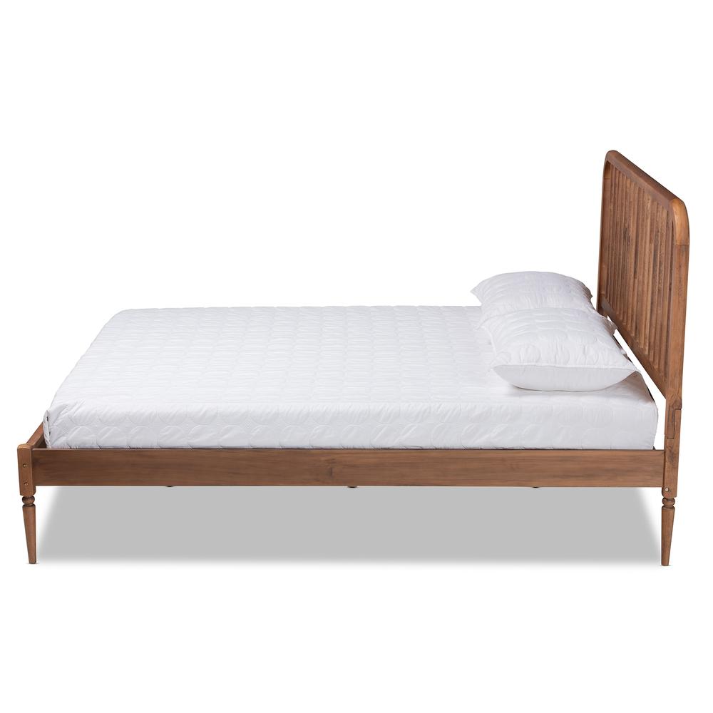Walnut Brown Finished Wood Queen Size Platform Bed. Picture 13