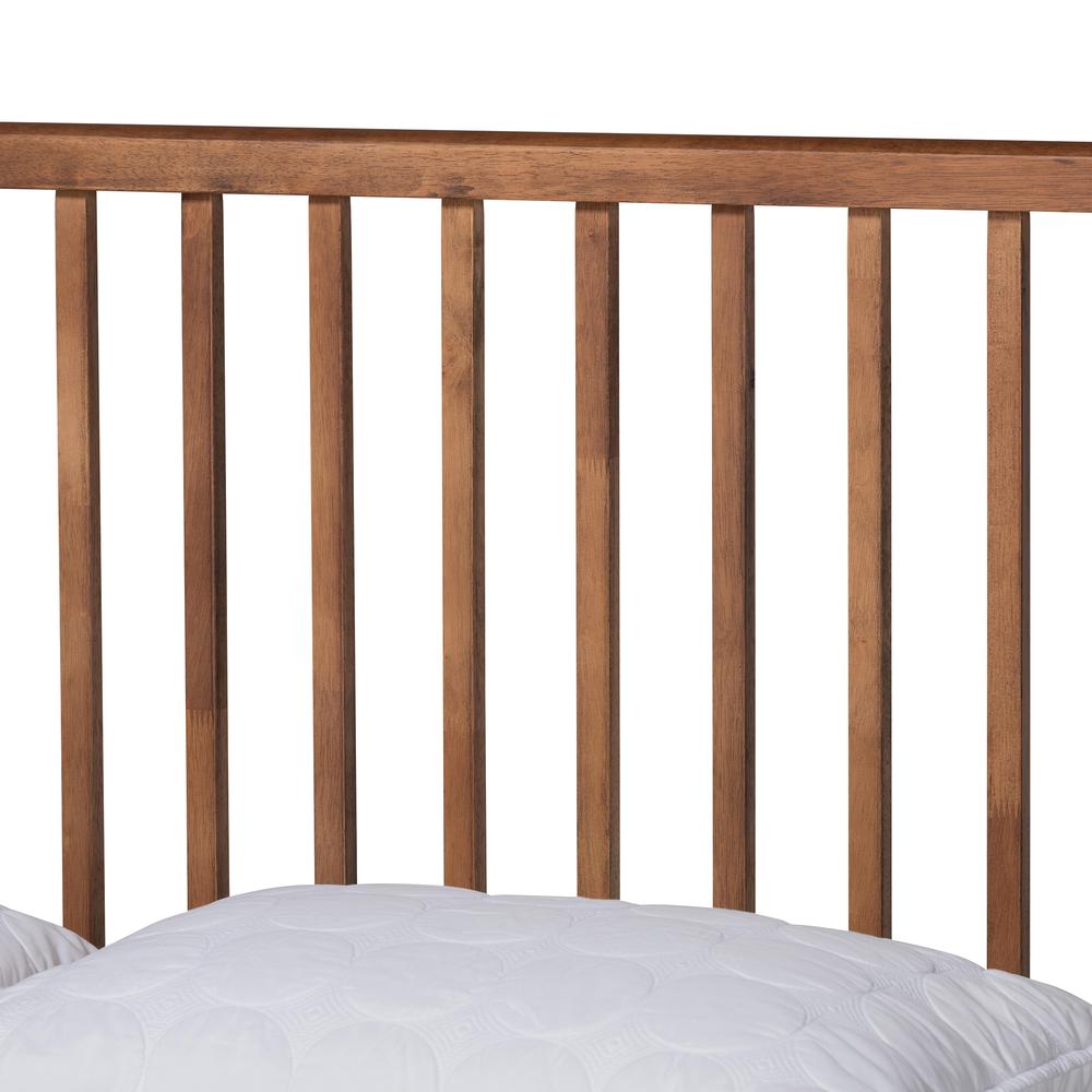 Walnut Brown Finished Wood Queen Size Platform Bed. Picture 15