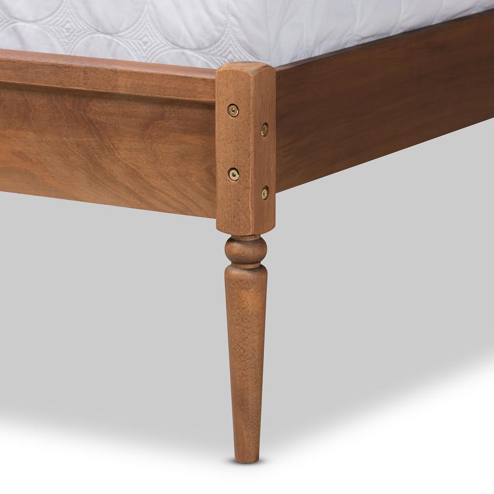Walnut Brown Finished Wood Queen Size Platform Bed. Picture 16