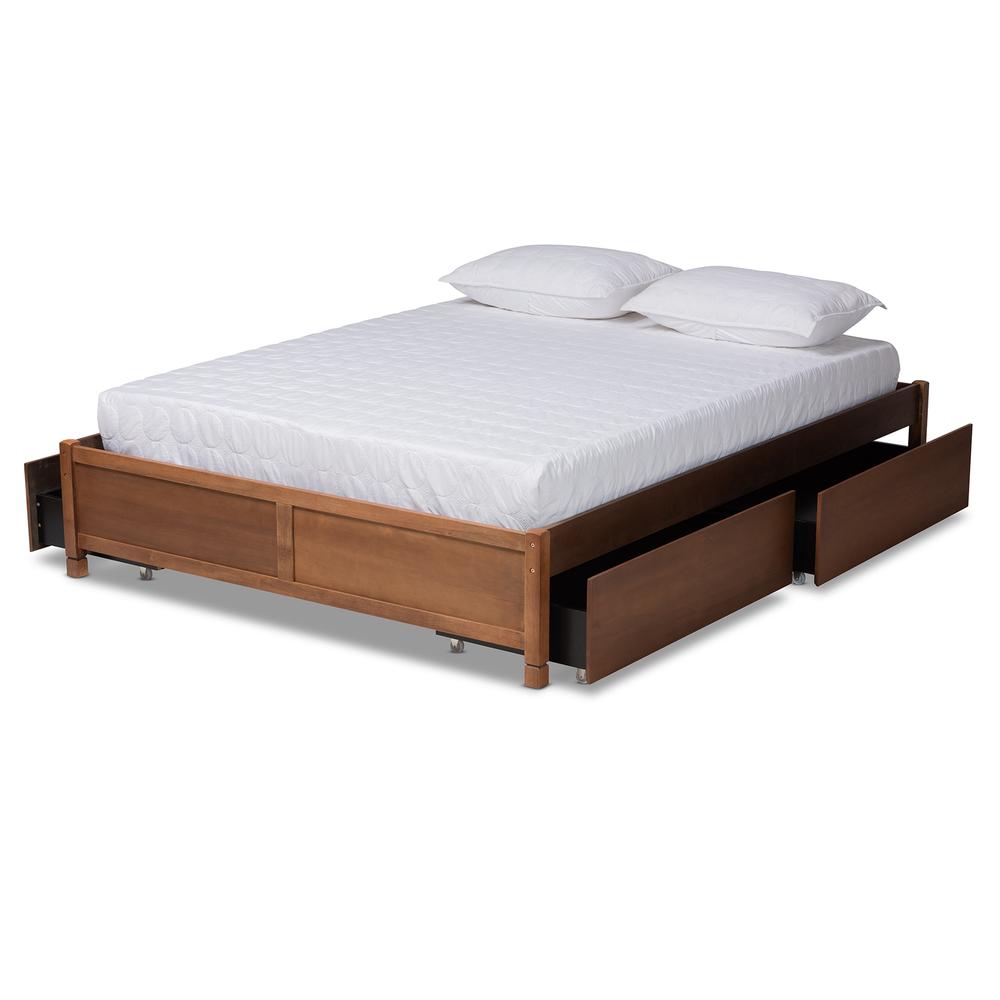 Walnut Brown Finished Wood Queen Size 4-Drawer Platform Storage Bed Frame. Picture 15