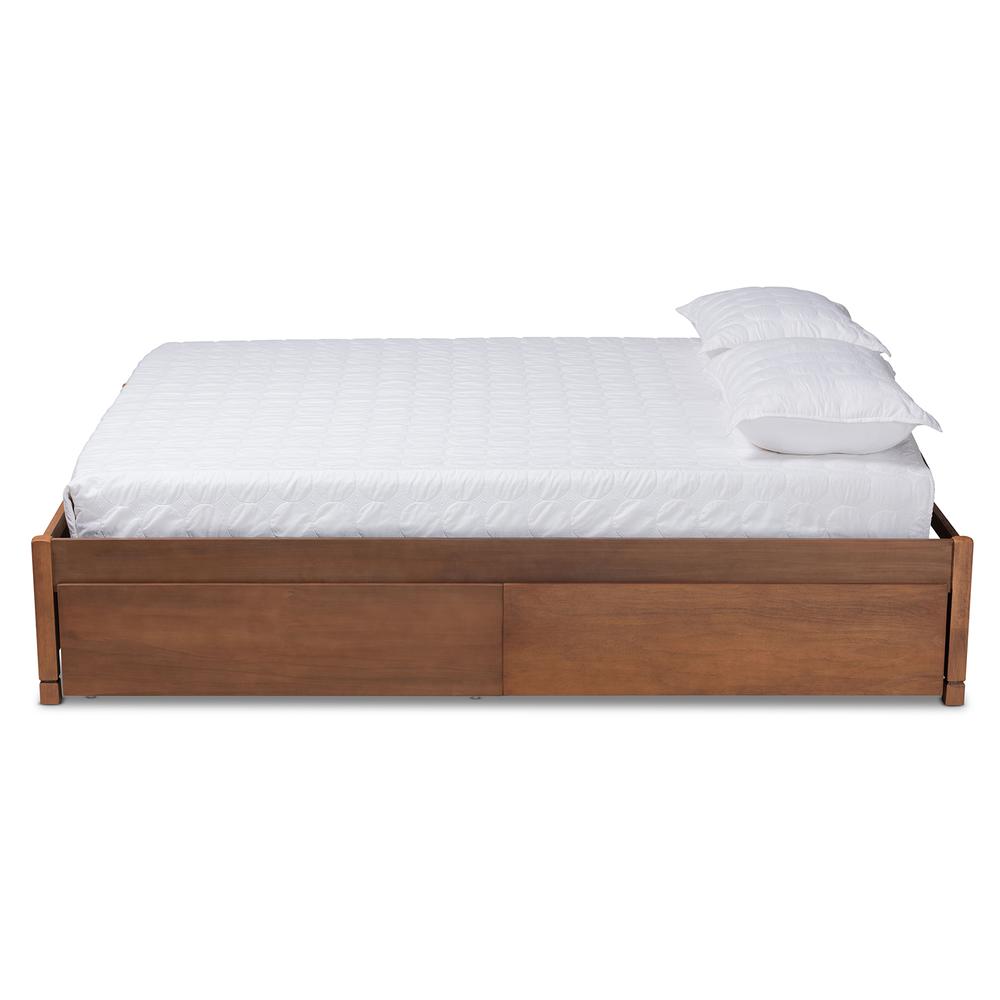 Walnut Brown Finished Wood Queen Size 4-Drawer Platform Storage Bed Frame. Picture 16