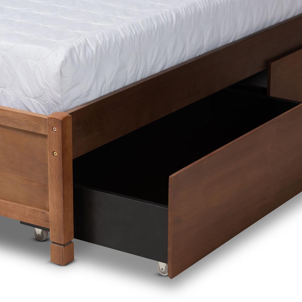 Walnut Brown Finished Wood Queen Size 4-Drawer Platform Storage Bed Frame. Picture 19