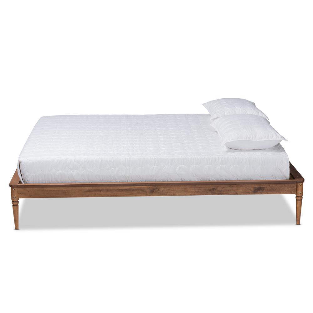Tallis Classic and Traditional Walnut Brown Finished Wood Queen Size Bed Frame. Picture 12