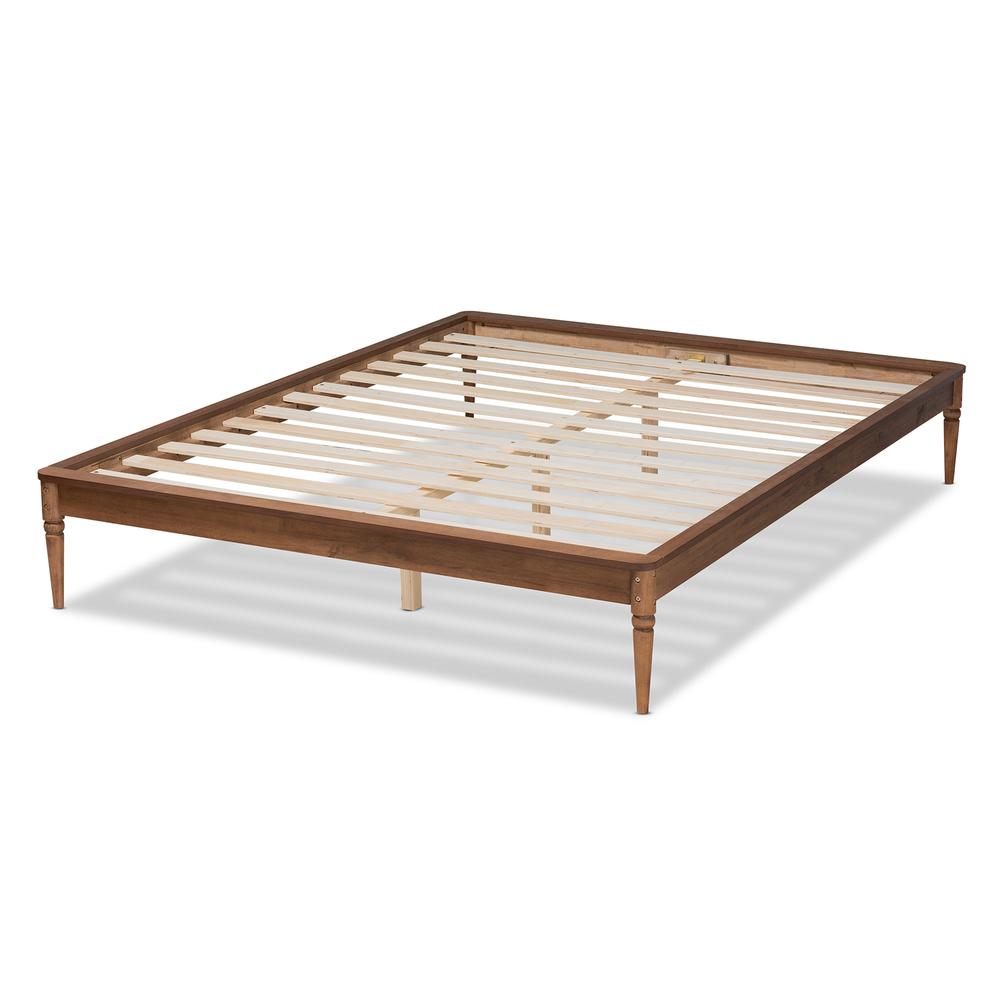 Tallis Classic and Traditional Walnut Brown Finished Wood Queen Size Bed Frame. Picture 13