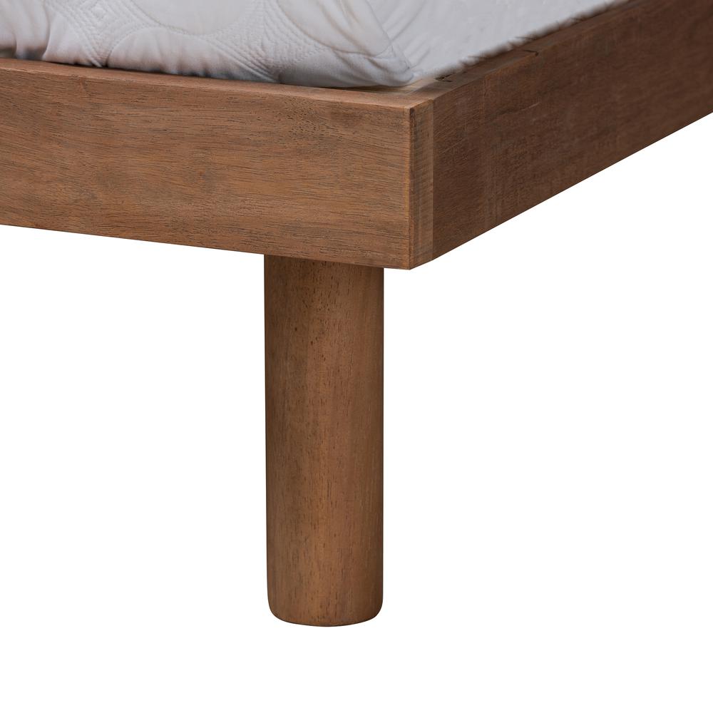 Walnut Brown Finished Wood Queen Size Platform Bed with Charging Station. Picture 16
