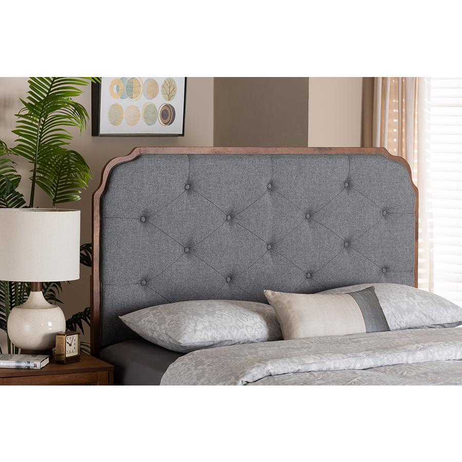 Walnut Brown Finished Wood Queen Size Headboard. Picture 5