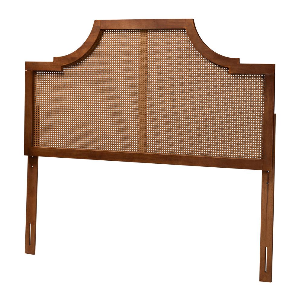 Ash Walnut Finished Wood and Rattan Queen Size Headboard. Picture 10