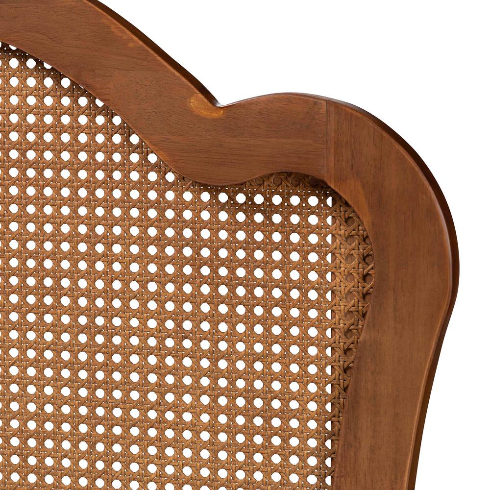 Traditional Ash Walnut Finished Wood Queen Size Headboard with Rattan. Picture 12