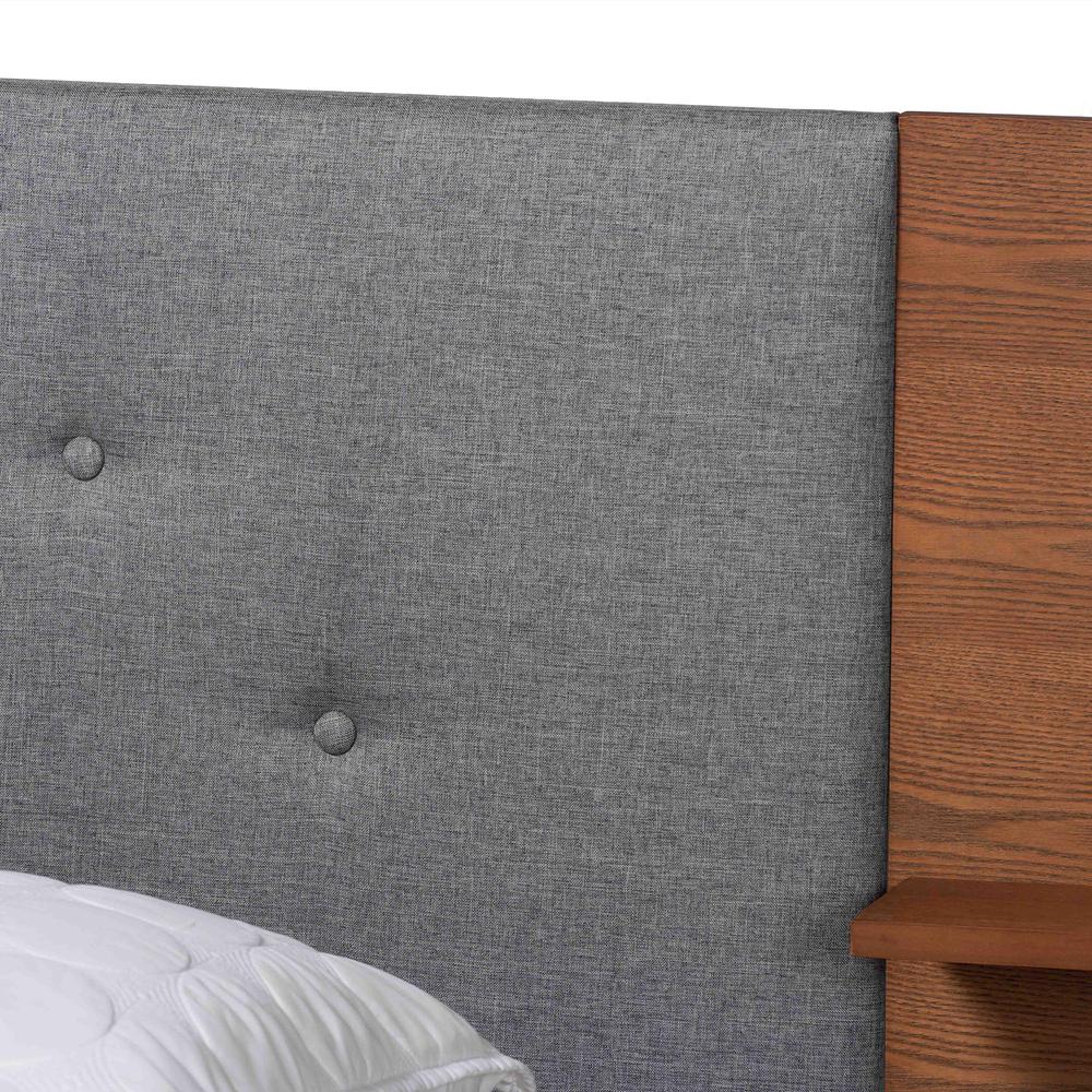 Walnut Finished Wood King Size Platform Storage Bed with Built-In Nightstands. Picture 19