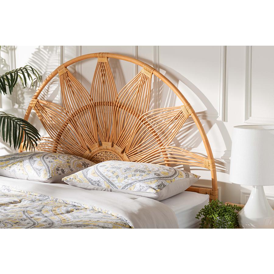 Jasmine Modern Bohemian Natural Rattan Queen Size Standalone Headboard. Picture 4