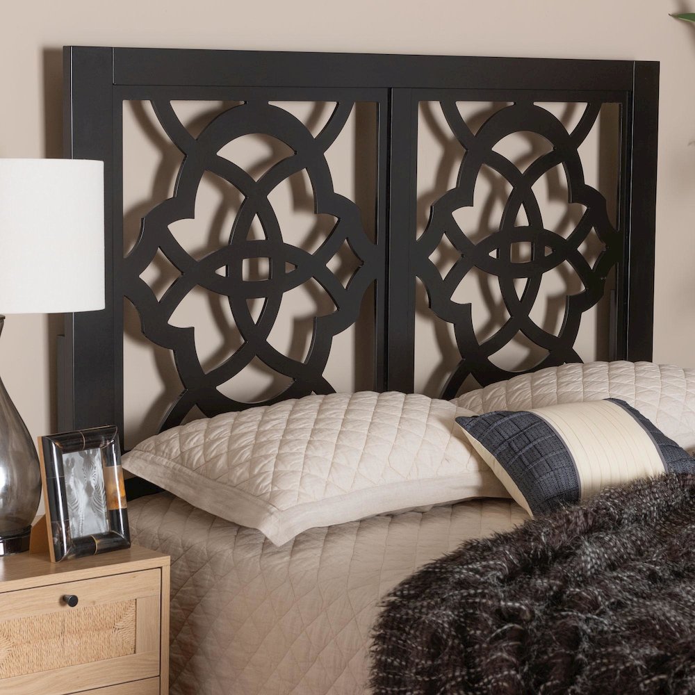 Glaucia Modern Dark Brown Finished Wood King Size Headboard. Picture 8