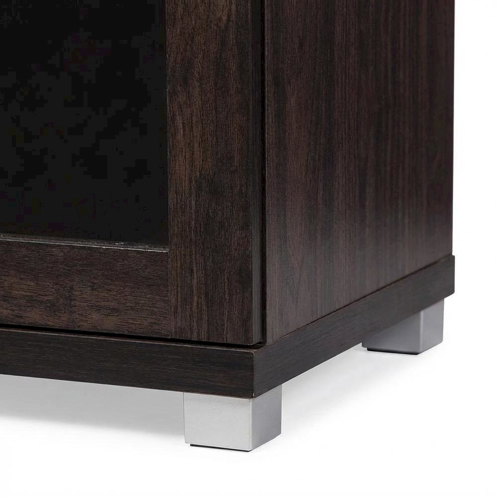 Dark Brown Sideboard Storage Cabinet With Glass Doors For Contemporary Living. Picture 6
