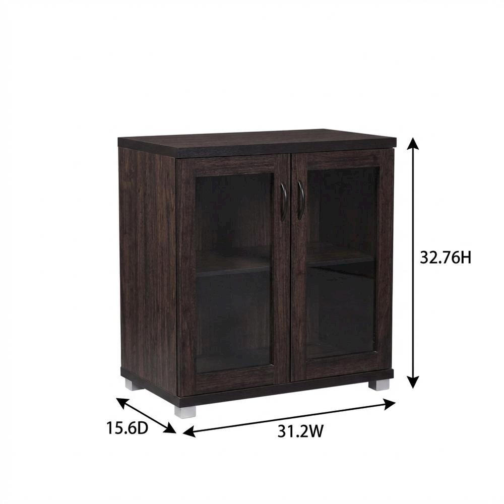 Dark Brown Sideboard Storage Cabinet With Glass Doors For Contemporary Living. Picture 7
