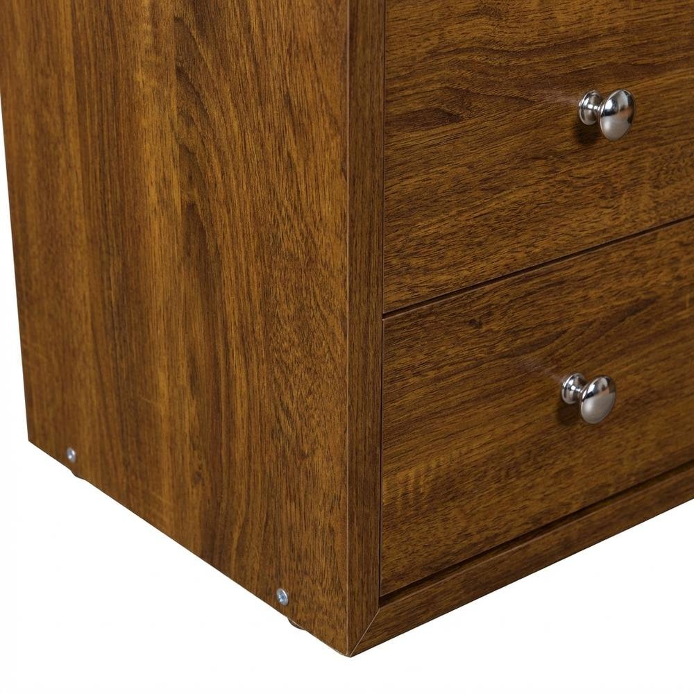 Wooden TV Stand with Open Shelves in Warm Walnut Finish for Modern Living Room. Picture 6
