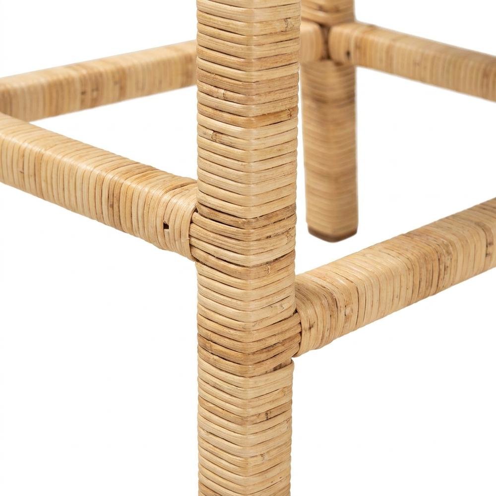 Contemporary Natural Finished Wood and Rattan Counter Stool with Mahogany Frame. Picture 4