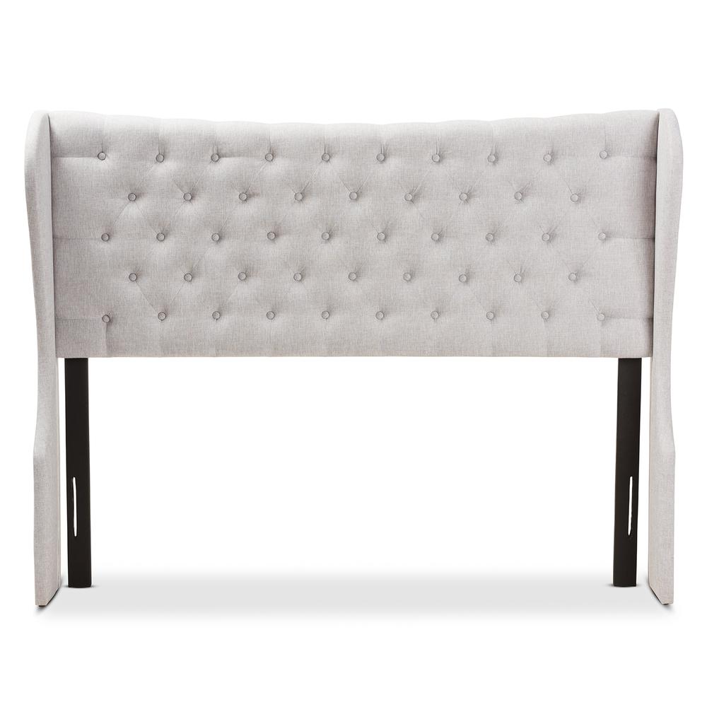 Greyish Beige Fabric Button-Tufted King Size Winged Headboard. Picture 8